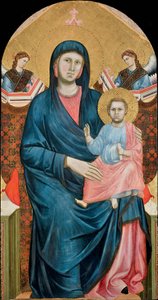 Madonna and Child Enthroned with Two Angels par Giotto di Bondone (1266-1377). Tempera on panel, c. 1288, Museo Diocesano di Santo Stefano di Firenze 作者 乔托（c.1266 1337）