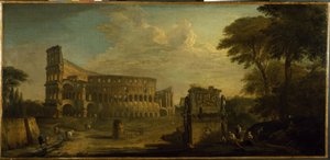 A view of the Colosseum, Rome (oil on canvas) 作者 Giovani Paolo (attr. To) Panini