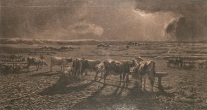 晚上（放牧，Alla stanga） 作者 乔凡尼·塞甘蒂尼（Giovanni Segantini）