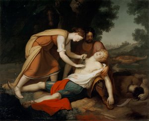 Erminia and Vafrino discover the wounded Tancrede (song 19 from Jerusalem Delivered by Torquato Tasso) (Painting