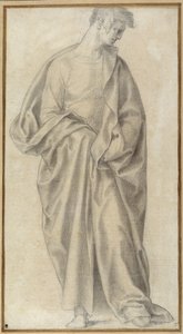 浓妆艳抹的青年（白纸上的黑色粉笔画 作者 Giovanni (attr. To) Bandini