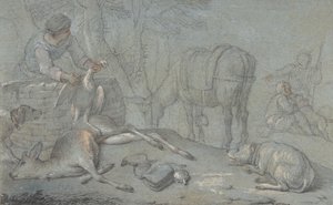 猎人与景观中的死物，1600-1800年。 作者 乔凡尼·阿戈斯蒂诺·卡萨纳（Giovanni Agostino Cassana）