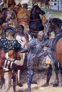 本尼迪克特如何预言卡西诺山的毁灭 (St Benedict predicts destruction of Monte Cassino) 细节--安东尼奥-巴兹（Antonio Bazzi dit il Sodoma，1477-1549）制作的回廊壁画，讲述了努尔西的圣本尼迪克特（480-567）的生活，fou