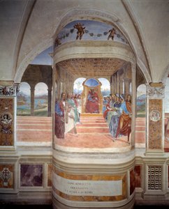 圣本笃离开罗马学校的修道院壁画，由 Antonio Bazzi dit il Sodoma (1477 - 1549) 讲述了圣本笃 (480 - 567) 创始人本笃会勋章 1503 - 1508 年修道院的生平 ,