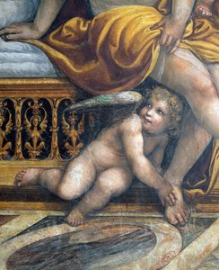 Sala delle Nozze di Alessandro e Rossana亚历山大大帝婚姻大厅356-323 BC和Roxanne细节隐藏的Roxannes脚，c.1513壁画细节107228 作者 乔凡尼·安东尼奥·巴齐·索多玛