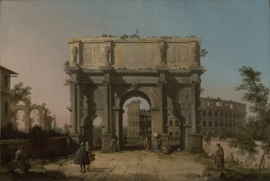 康斯坦丁拱门的看法与罗马斗兽场，1742-5 作者 乔瓦尼·安东尼奥运河（Canaletto）