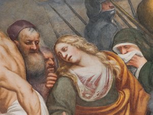 中央教堂中殿，第二个南跨，耶稣落在十字架下，Il Pordenone 作者 乔凡尼·安东尼奥·波代诺内