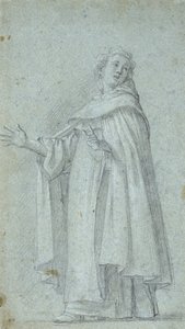 Study of a Standing Dominican, c. 1595 (black chalk, heightened with white, on blue laid paper) 作者 乔凡尼·巴格里昂