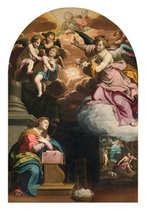 South Transept，报喜祭坛，乔瓦尼·巴蒂斯塔·特洛蒂 (Giovanni Battista Trotti) 的祭坛画，被称为 Il Malosso 1594