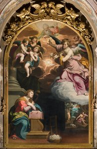South Transept，报喜祭坛，乔瓦尼·巴蒂斯塔·特洛蒂 (Giovanni Battista Trotti) 的祭坛画，被称为 Il Malosso 1594