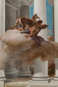Palazzina（小楼），入口大厅："伊菲革涅亚的献祭"，阿尔忒弥斯派来代替伊菲革涅亚的母鹿细节 作者 乔凡尼·巴蒂斯塔·提埃波罗