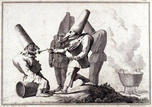 Pulcinella (意大利 Policinelle) 组。 乔瓦尼·巴蒂斯塔 (Giambattista) 提埃波罗 (1696-1770) 用钢笔在铅笔标记上绘画和洗涤。 作者 乔凡尼·巴蒂斯塔·提埃波罗