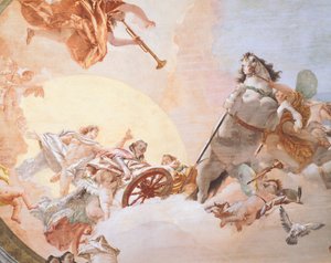 Giambattista Tiepolo（1696-1770）的婚礼寓言，壁画，细节，婚礼寓言室的天花板，Ca