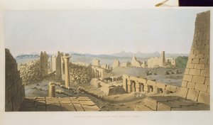 G. Belzoni发现的卡纳克神庙遗址的一般视图，来自埃及和努比亚研究的板块说明，由Charles Hullmandel（1789-1850）1820年雕刻（石版画）