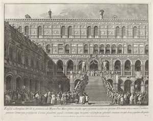 在公爵府的Scala dei Giganti上加冕的总督，1763-1766。