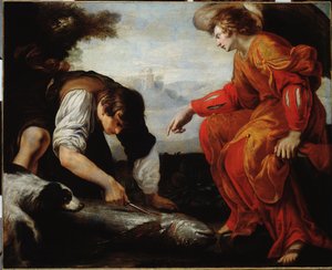 Tobie Meets the Archangel Raphael (Tobias Meets the Archangel Raphael) Giovanni Battista Carlone (1592-1677) 绘画 17 世纪 Genes, Musei di Strada Nuova (ex Palazzo Bianco)