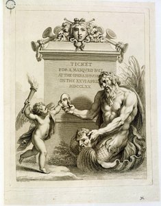 4月26日在歌剧院获得蒙面球的门票，由Francesco Bartolozzi（1727-1815）雕刻，1770年 作者 乔凡尼·巴蒂斯塔·西普里亚尼