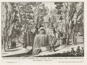 Fontein in de tuinen van de Villa Aldobrandini te Frascati
剧院瀑布上层的乡村喷泉（......）（实物标题）
弗拉斯卡蒂别墅中的喷泉（系列标题）
弗拉斯卡蒂的喷泉（系列标题） 作者 乔瓦尼·贾科莫·德罗西