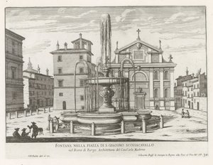 罗马斯科萨卡瓦洛广场喷泉
S. Giacomo Scossacavallo 广场上的喷泉（物体上的标题）
罗马喷泉（系列标题）
罗马喷泉（系列名称） 作者 乔瓦尼·贾科莫·德罗西
