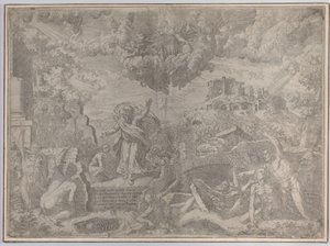 以西结的异象，死人复活并穿上肉体，父神在...，1579年。