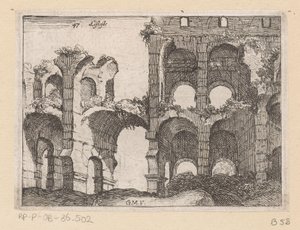 罗马斗兽场遗址
Listesso（物品标题）
Gezichten op Rome（系列标题）
Alcune vedute et prospettive di luoghi dishabitati di Roma（系列标题） 作者 乔瓦尼·巴蒂斯塔（Giovanni Battista Mercati）