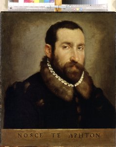 一个男人的肖像男子肖像。乔凡-巴蒂斯塔-莫罗尼（1520/25-1578 年）的画作，约 1560 年，意大利艺术，文艺复兴时期。布面油画。圣彼得堡冬宫博物馆 作者 乔瓦尼·巴蒂斯塔·莫罗尼