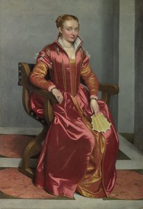 拉达玛夫人的肖像红色，c。 1560 作者 乔瓦尼·巴蒂斯塔·莫罗尼