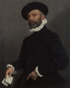 拿着信件Lavvocato的一个人的画象，c。 1570 作者 乔瓦尼·巴蒂斯塔·莫罗尼