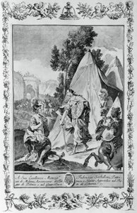 围攻耶路撒冷的十字军，由乔瓦尼-巴蒂斯塔-皮亚泽塔（1683-1754）为托尔夸托-塔索（1544-1595）的《耶路撒冷宣言》第三节所做的雕刻，由意大利威尼斯的乔瓦尼-巴蒂斯塔-阿尔布里齐出版。 作者 乔凡尼·巴蒂斯塔·皮亚泽塔