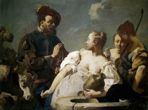 丽贝卡在井口，c。 1740。 作者 乔凡尼·巴蒂斯塔·皮亚泽塔