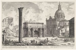 塞普蒂米乌斯-塞维鲁拱门（Boog van Septimius Severus op het Forum Romanum
塞普蒂米乌斯-塞维鲁拱门（......）（物体上的标题）
罗马风景（系列标题）
建筑师皮拉内西（Giambattista Piranesi）绘制并雕刻的罗马风景（系列标题） 作者 乔凡尼·巴蒂斯塔·皮拉涅西