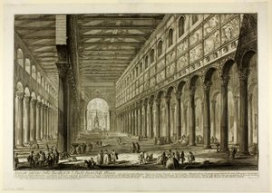 墙外的圣保罗大教堂内部剖视图，选自《罗马风光 作者 Giovanni Battista Piranesi