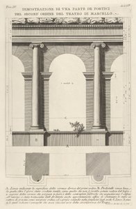 1756年在Marcellus Teatro di Marc ...剧院的二阶门廊的立面图和平面图。 作者 乔凡尼·巴蒂斯塔·皮拉涅西