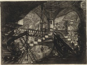 来自 Piranesi, Giovanni Battista (1720-1778) 的系列 The Imaginary Prisons（发明的监狱）。 铜版画，约 1761 年，私人收藏 作者 乔凡尼·巴蒂斯塔·皮拉涅西