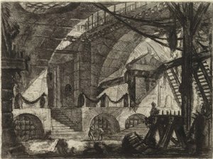 来自 Piranesi, Giovanni Battista (1720-1778) 的系列 The Imaginary Prisons（发明的监狱）。 铜版画，约 1761 年，私人收藏 作者 乔凡尼·巴蒂斯塔·皮拉涅西