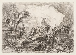 格罗特斯基  带有小仙女雕像和倒塌柱子的废墟 作者 Giovanni-Battista Piranesi