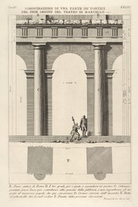 1756年，马塞勒斯·迪莫斯特剧院的一阶门廊的局部高程和平面图。 作者 乔凡尼·巴蒂斯塔·皮拉涅西