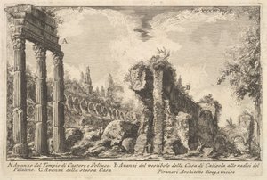 蓖麻和北河三神庙的遗骸。 。 。 Avanzo del Tempio di Castore e ...，十八世纪。 作者 乔凡尼·巴蒂斯塔·皮拉涅西