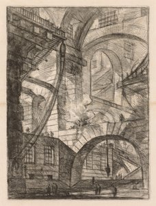 监狱  冒烟拱门的透视图 作者 Giovanni-Battista Piranesi