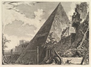 盖乌斯·塞斯蒂乌斯金字塔，出自Vedute di Roma Roman Views，ca。 1756。 作者 乔凡尼·巴蒂斯塔·皮拉涅西