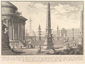 古老的国会大厦上升了大约一百步。 。 。 Campidoglio ant ...，ca。 1750。 作者 乔凡尼·巴蒂斯塔·皮拉涅西