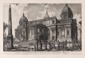Veduta della Facciata di dietro della Basilica di S. Maria Maggiore（圣玛丽亚-马焦雷大教堂后部的门廊景观），选自《罗马景观》。 作者 Giovanni-Battista Piranesi