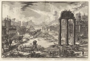 Veduta di Campo Vaccino（Campo Vaccino 景观[罗马广场，右侧为卡斯托尔和波吕克斯神庙]），选自 Vedute di Roma（《罗马景观》）。 作者 Giovanni-Battista Piranesi
