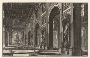 Veduta interna della Basilica di S. Giovanni Laterano（《圣乔瓦尼-拉特拉诺大教堂内景》），选自《罗马景观》。 作者 Giovanni-Battista Piranesi