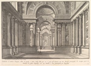 一个古老寺庙的前庭。 。 。古庙前庭。 。 。，ca. 1743至50年。 作者 乔凡尼·巴蒂斯塔·皮拉涅西