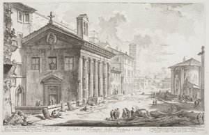 Fortuna Virilis庙的视图，现在是S. Maria Egizziaca亚美尼亚教堂，约1760-78年（蚀刻） 作者 乔凡尼·巴蒂斯塔·皮拉涅西