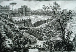 潘菲利别墅，出自《Opere Varie di Architettura, Prospettive, Grotteschi, Antichita》，1743年出版（雕刻）。 作者 乔凡尼·巴蒂斯塔·皮拉涅西