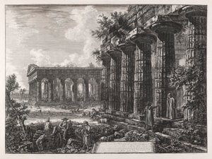 与上一展板相对的建筑上的一些柱子的视图 作者 Giovanni-Battista Piranesi