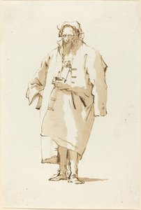 穿着大衣的站立的东方人 作者 Giovanni Battista Tiepolo