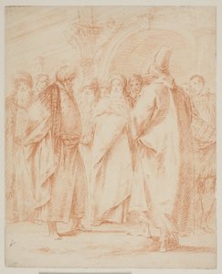 一群人聚集在大门前 作者 Giovanni Battista Tiepolo